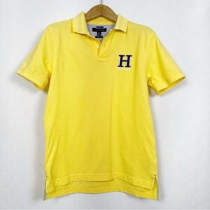 EUC Tommy Hilfiger Men’s Yellow Navy H Short Sleeve Pique Cotton Polo Size Large